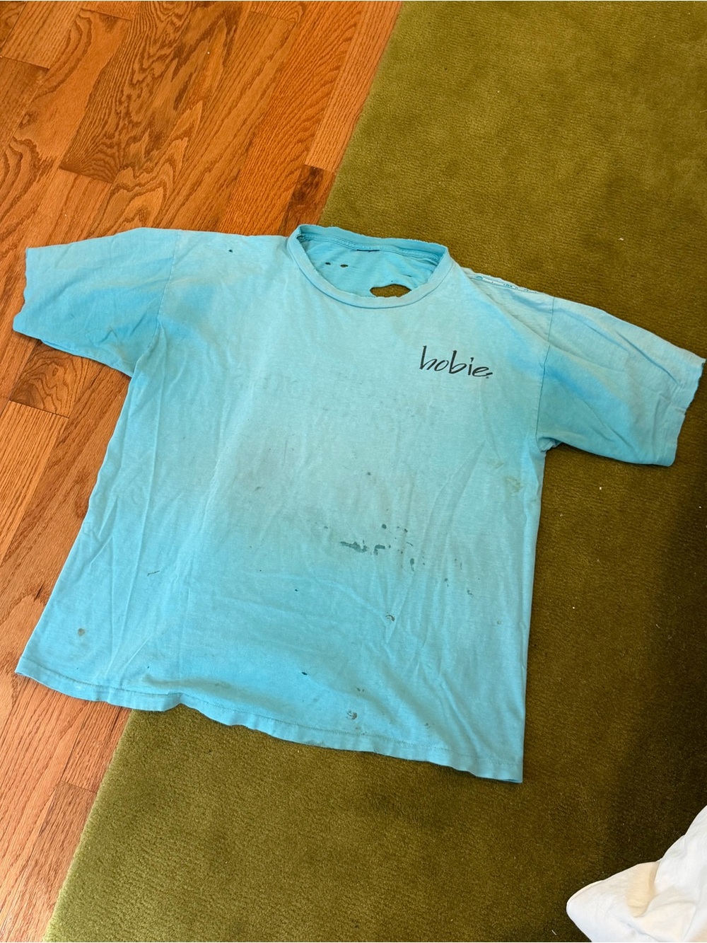 Emily Dawn Long "Take Off Your Clothes" Vintage T-shirt - Teal Blue - Picture 5 of 6